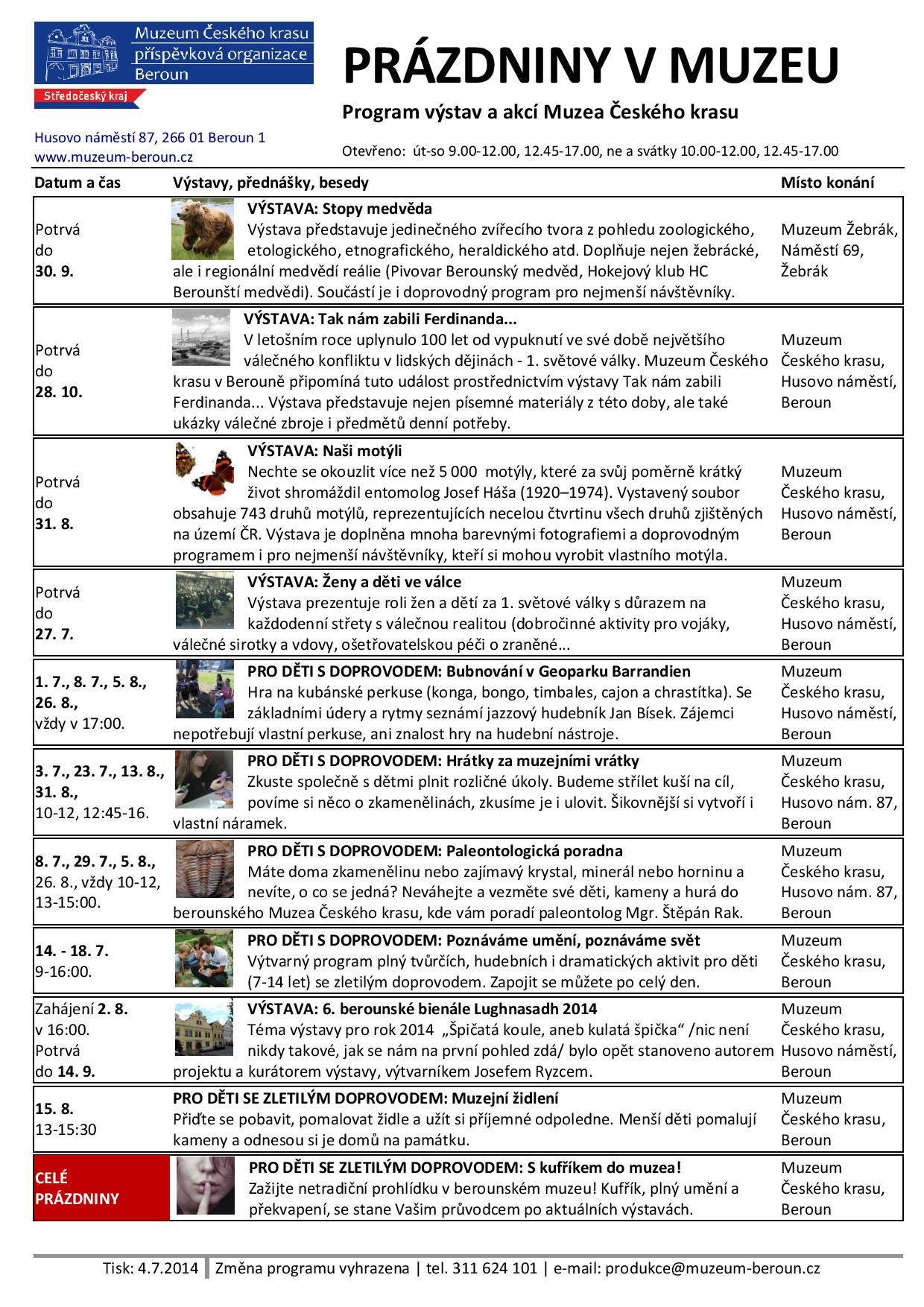 Muzeum Českého krasu - Prázdniny v muzeu Muzeum Českého krasu - Prázdniny v muzeu