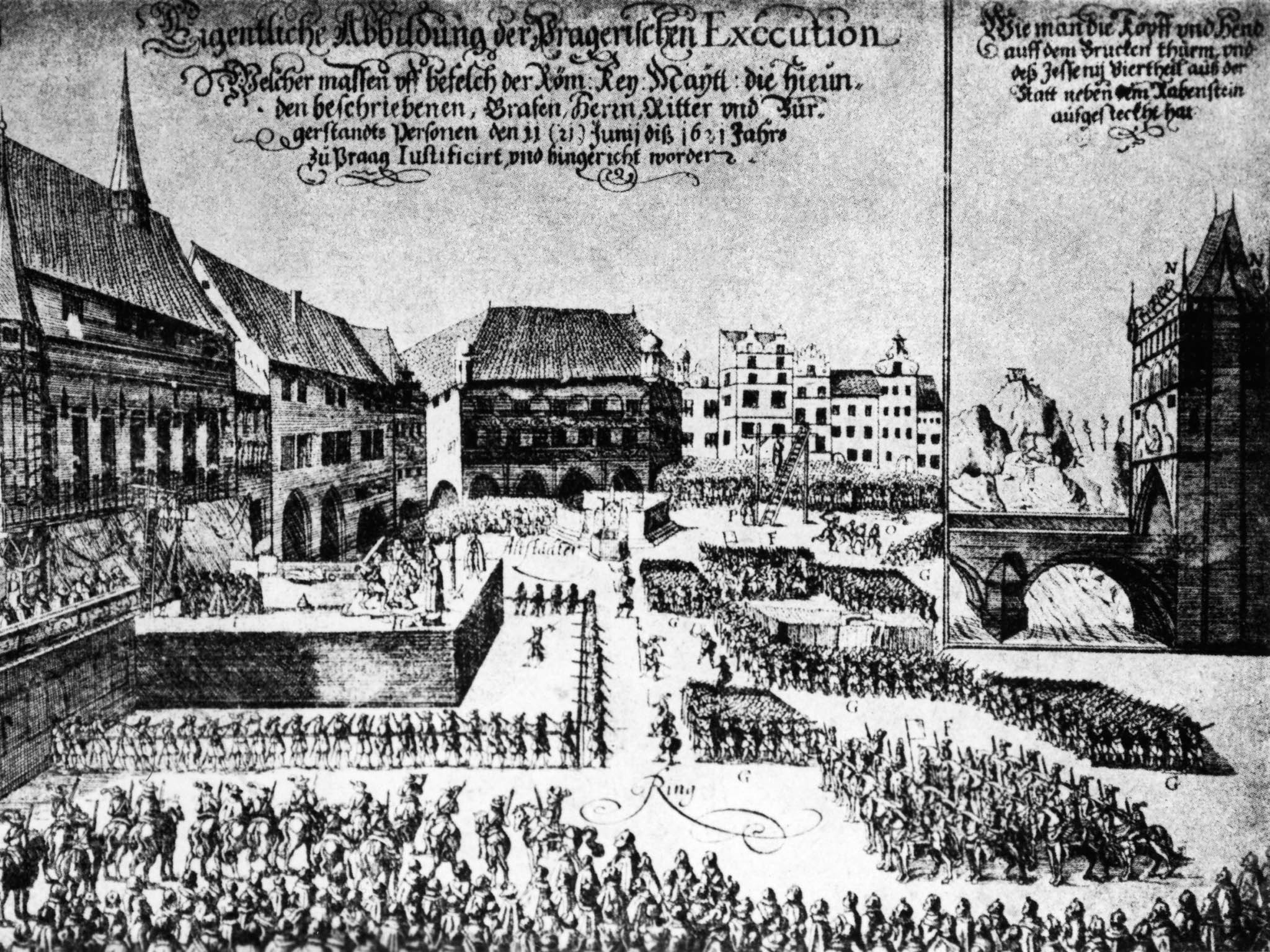StaromÄstskÃ© nÃ¡mÄstÃ­ - poprava pÅedÃ¡kÅ¯ ÄeskÃ©ho povstÃ¡nÃ­ (rytina), poprava 27 ÄeskÃ½ch pÃ¡nÅ¯