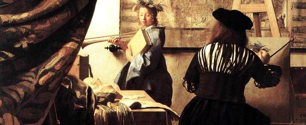 Jan Vermeer van Delft - The Art of Painting - detail